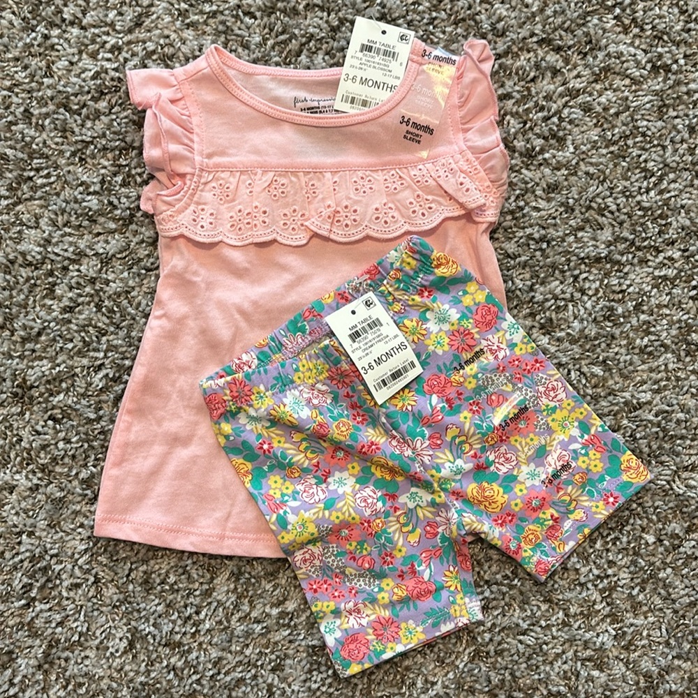 First Impressions set, short sleeve top and shorts bottoms, size 3-6 mos